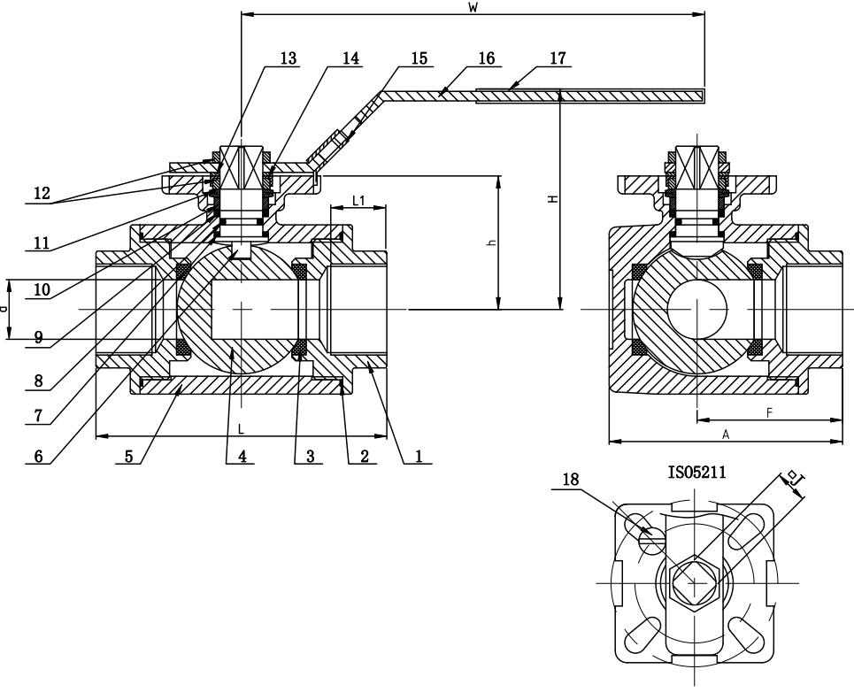 3 Way Stainless Steel Ball Valve Manual Operation